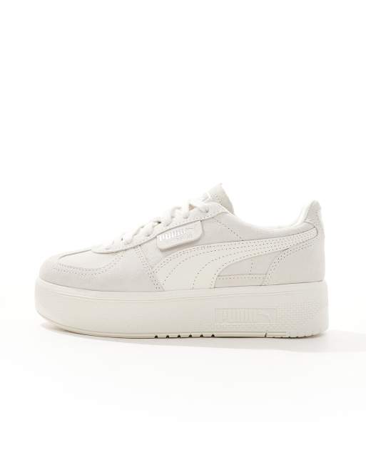 PUMA Palermo Platform sneakers in triple white