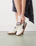 [Puma] PUMA Palermo Premium sneakers in off white & plum 36 WHITE