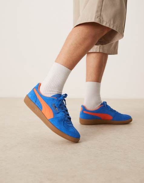 PUMA Palermo sneakers in blue and orange detail - view 1