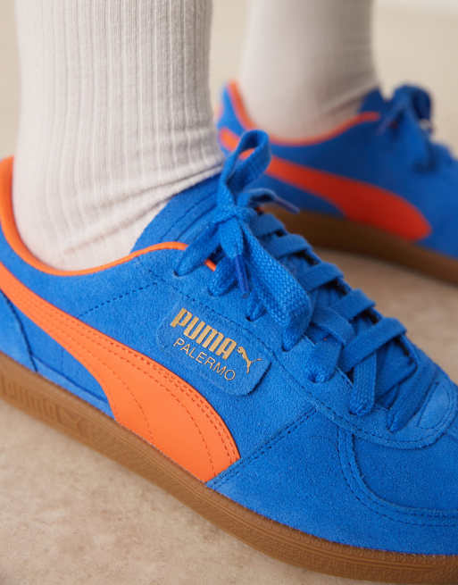 PUMA Palermo sneakers in blue and orange detail ASOS