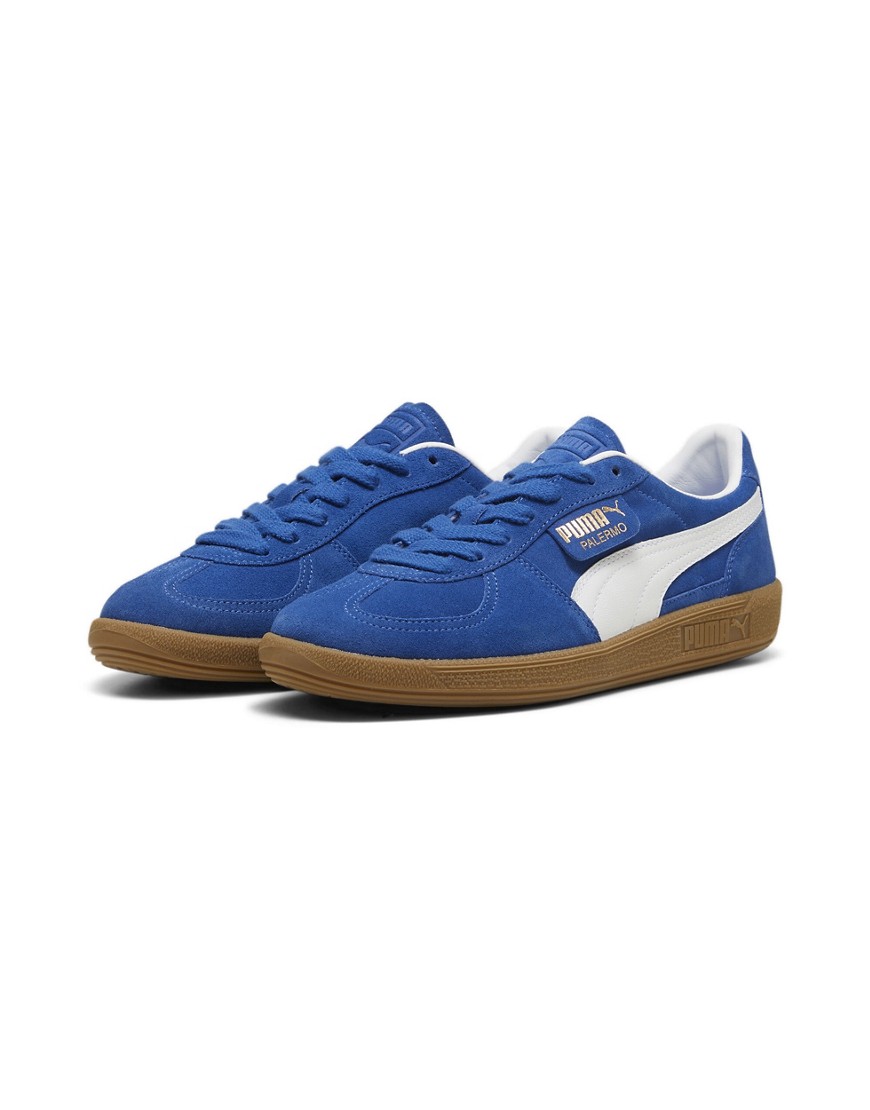 Shop Puma Palermo Sneakers In Blue With White Detail