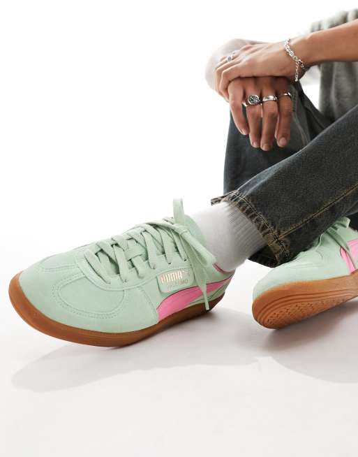 Puma green shop and pink shoes