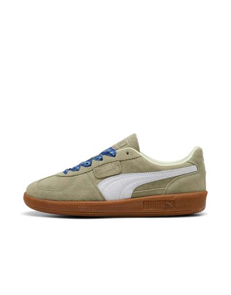 Puma Palermo sneakers in green with gum sole and lace detail - view 1
