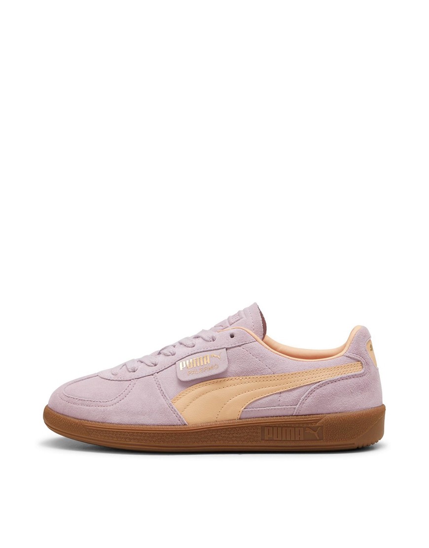 Puma Palermo Sneakers In Peach And Lilac With Rubber Sole-purple