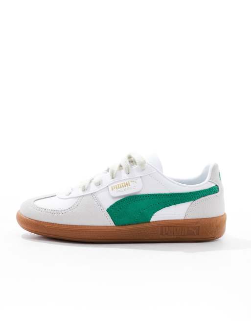 Puma Palermo Sneakers in pelle bianche con dettagli verdi ASOS