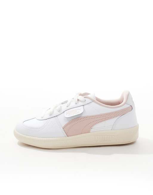 Puma Palermo sneakers in white with pink detail | ASOS display picture 1
