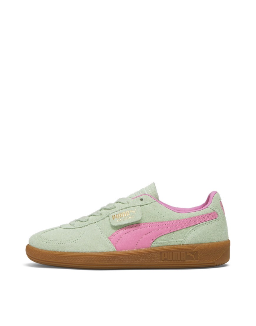 Puma Palermo Sneakers With Gum Sole In Pink And Light Green