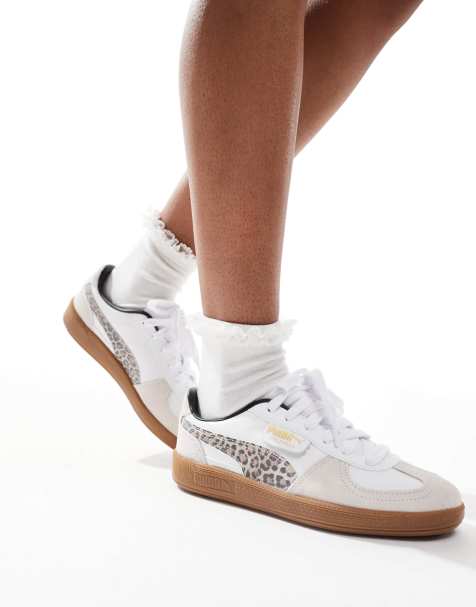 PUMA Palermo sneakers with leopard stripe in white - view 1