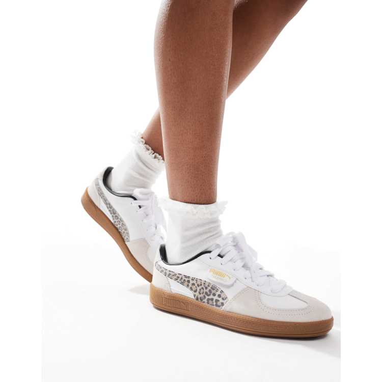 PUMA Palermo sneakers with leopard stripe in white | ASOS