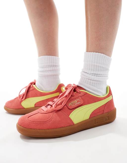 PUMA Palermo sneakers with rubber sole in coral and yellow ASOS