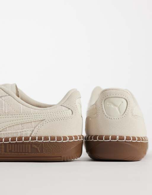 Puma Palermo straw trainers in beige, 2 of 5