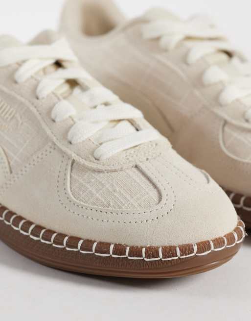 Puma Palermo straw trainers in beige, 3 of 5