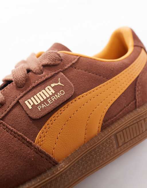 Puma Palermo trainers in brown and orange