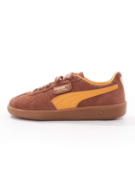 Puma Palermo trainers in brown and orange