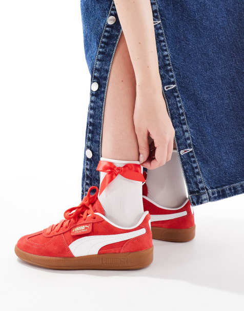 Puma Palermo trainers in red & white - view 1