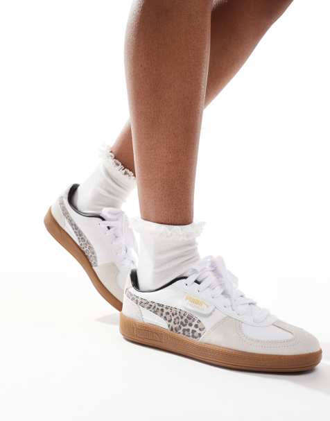 Puma Palermo trainers in white & leopard print - view 1
