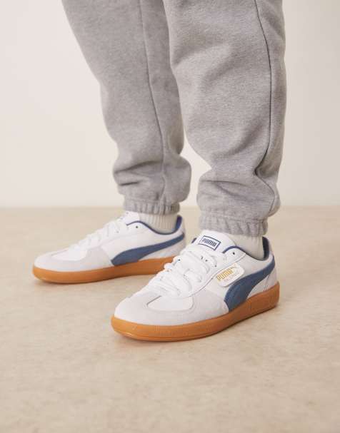 Puma Palermo unisex trainers in white and blue detail - view 1