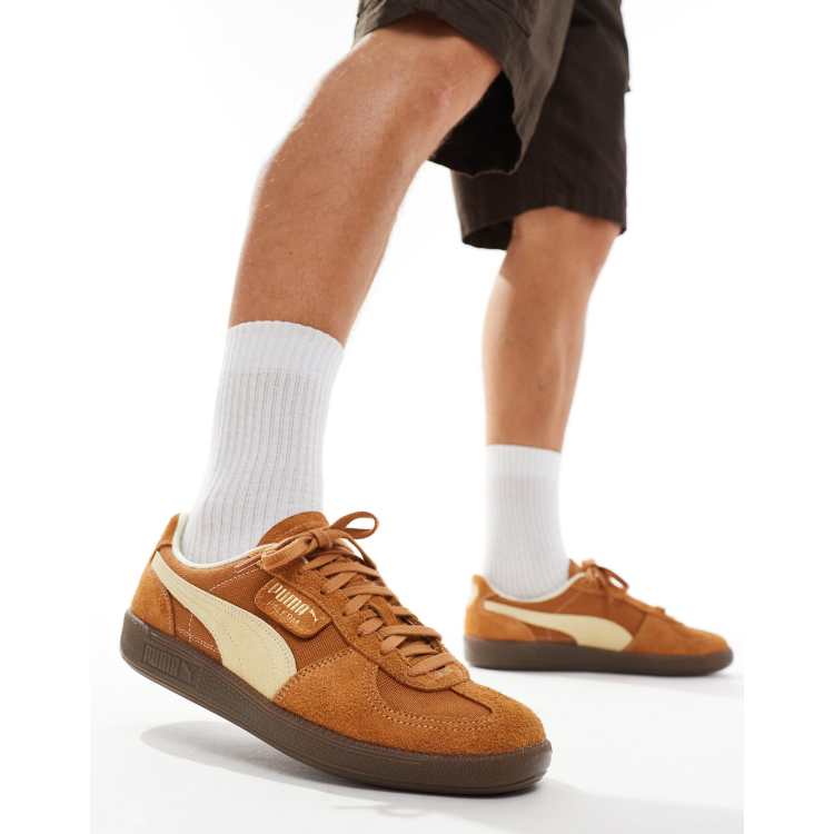 PUMA Palermo Vintage sneaker in tan and white detail ASOS