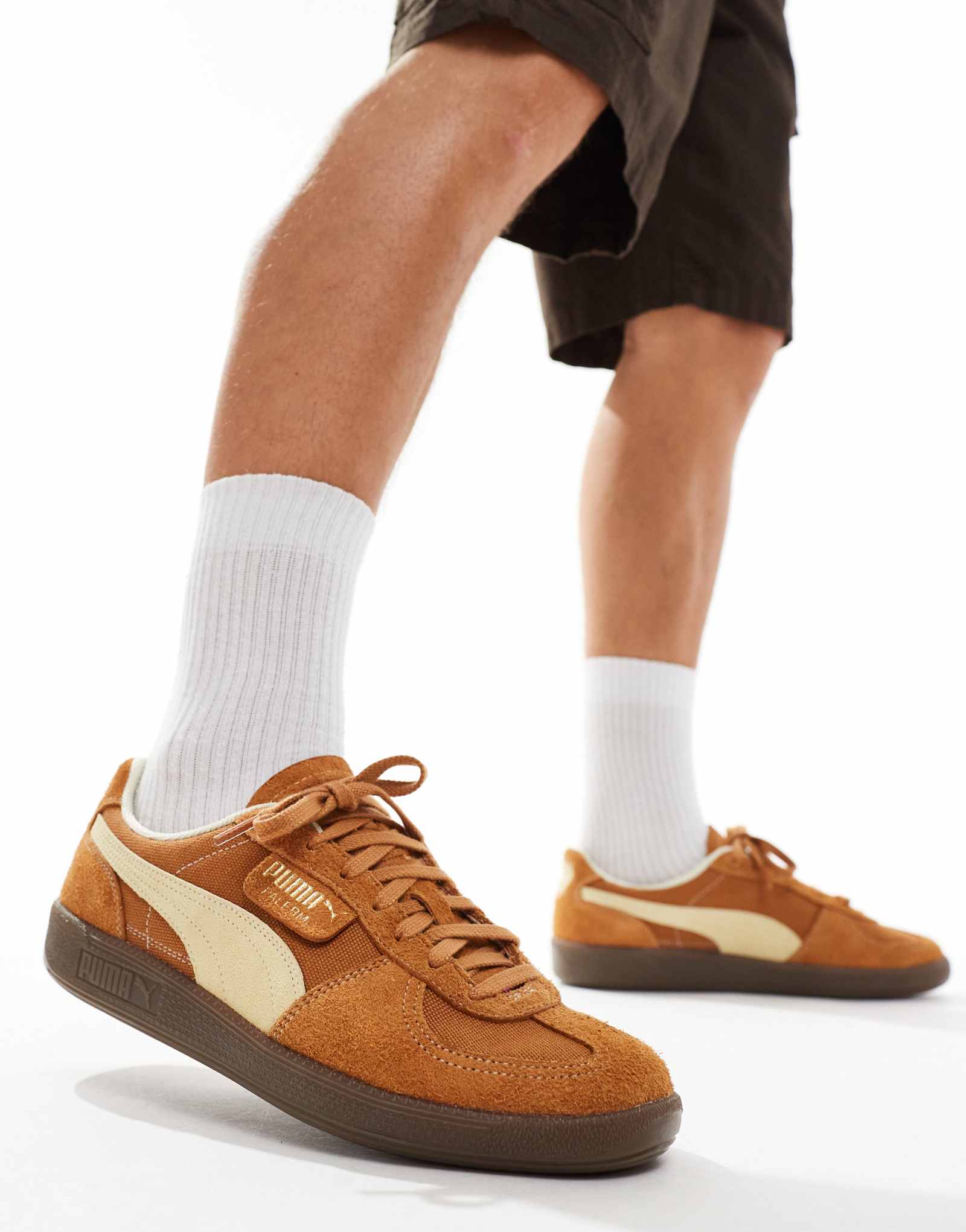 Винтажные кроссовки PUMA Palermo с коричневыми и белыми деталями
