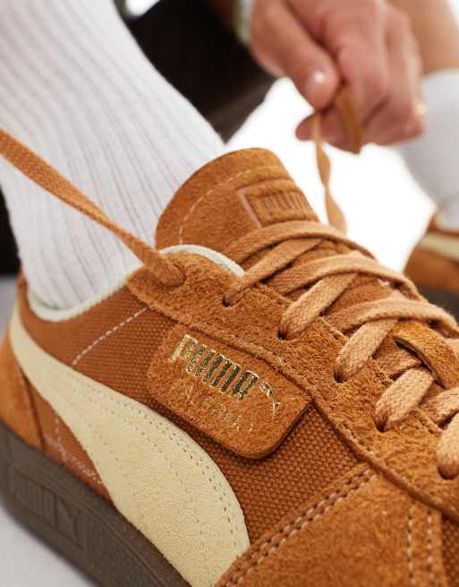 Puma brown leather sneakers on sale