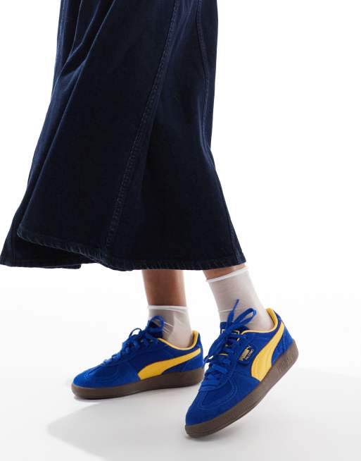 PUMA - Palermo - Vintage sneakers in marineblauw en geel