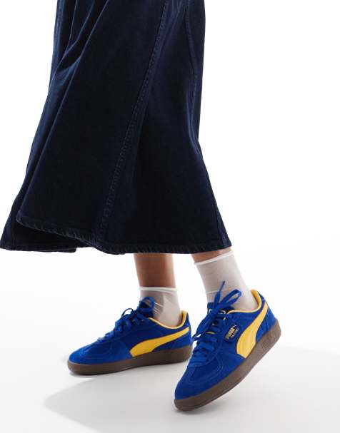 Puma Palermo Vintage trainers in navy & yellow - view 1