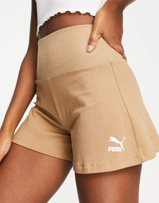 PUMA - Pantaloncini stile boxer color cuoio a vita alta - In esclusiva per ASOS