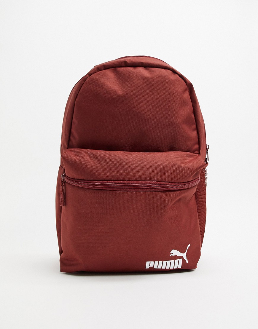Puma Phase backpack with small logo in burgundy-Red
