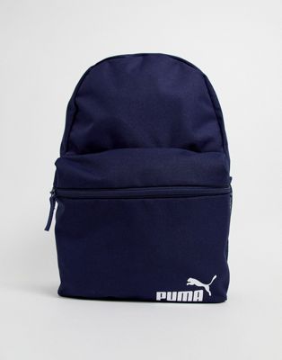 Puma – Phase – Mörkblå ryggsäck med liten logga-Röd