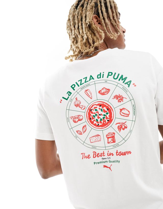 Puma - pizza back print graphic t-shirt in white