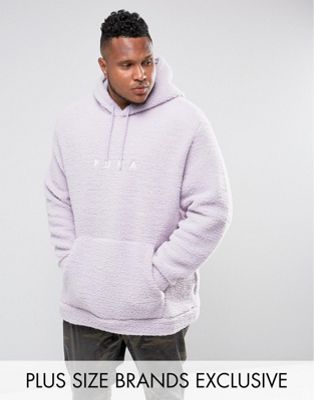 Puma PLUS borg pullover hoodie in lilac 