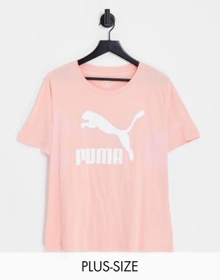 PUMA PLUS CLASSICS LOGO T-SHIRT IN PEACH PINK