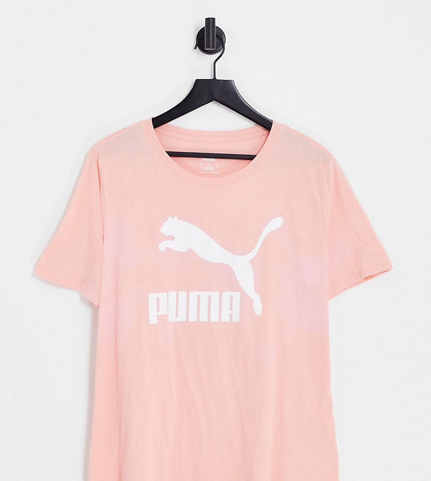 Puma Plus Classics logo t-shirt in peach pink