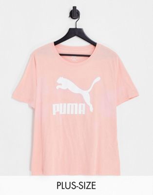 Puma Plus Classics logo t-shirt in peach pink - Click1Get2 Deals