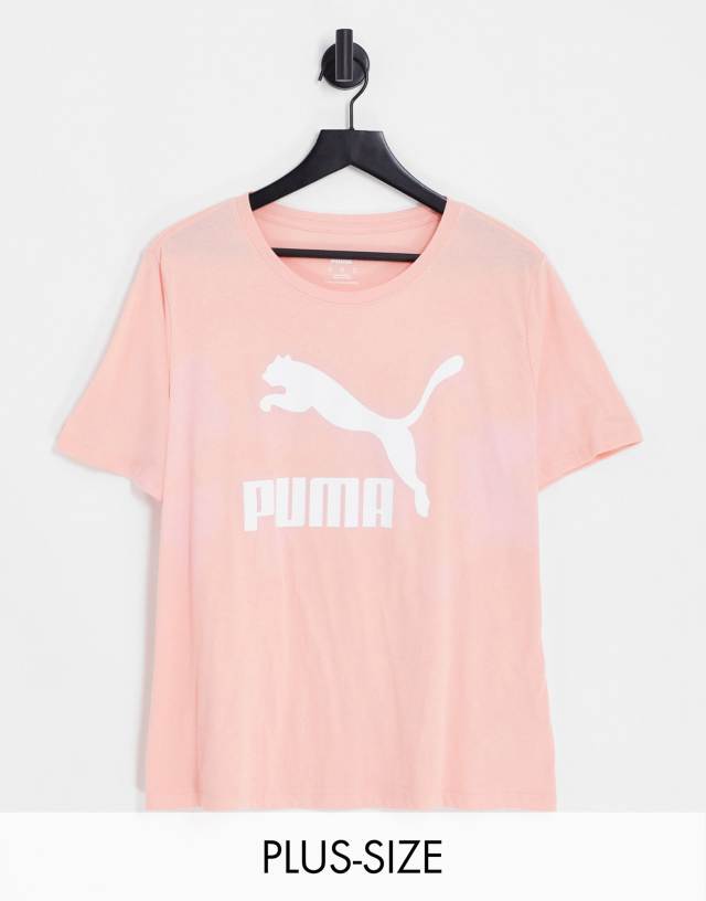 Puma Plus Classics logo t-shirt in peach pink