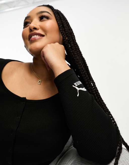 PUMA Plus Classics long sleeve crop top in black, 2 of 4