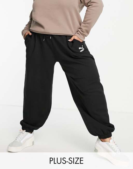 Puma Plus Classics oversized joggers in black