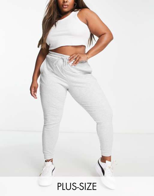 Puma Plus Classics ribbed slim trackies in grey