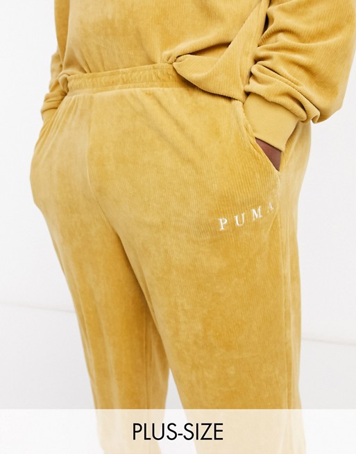 Puma Plus Cord joggers in mustard exclusive to ASOS