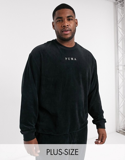 Puma Plus Cord sweatshirt in black exclusive to ASOS