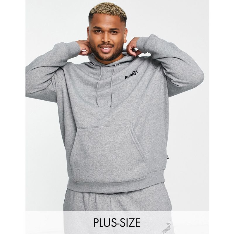 PUMA Plus - Essentials - Felpa con cappuccio in grigio con logo piccolo