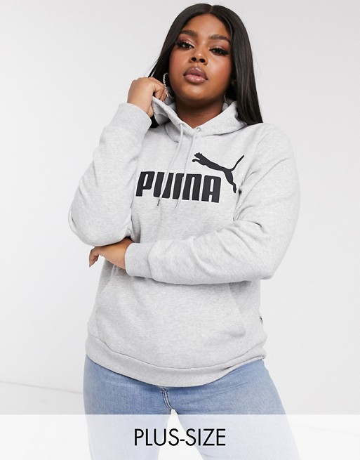 Puma Plus Essentials logo hoodie in grey