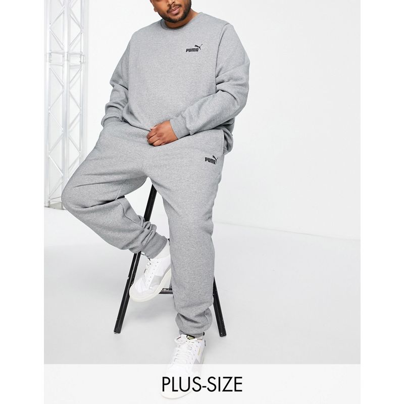 Uomo Pantaloni e leggings PUMA Plus - Essentials - Joggers grigi con logo piccolo