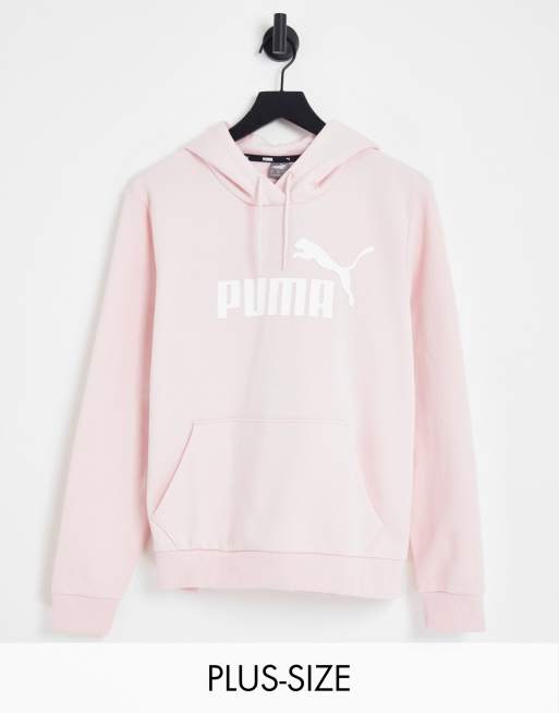 PUMA Plus – Essentials – Kapuzenpullover in Kreide-Rosa mit großem Logo