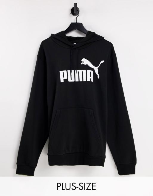 Puma Plus Essentials large logo hoodie in black ASOS