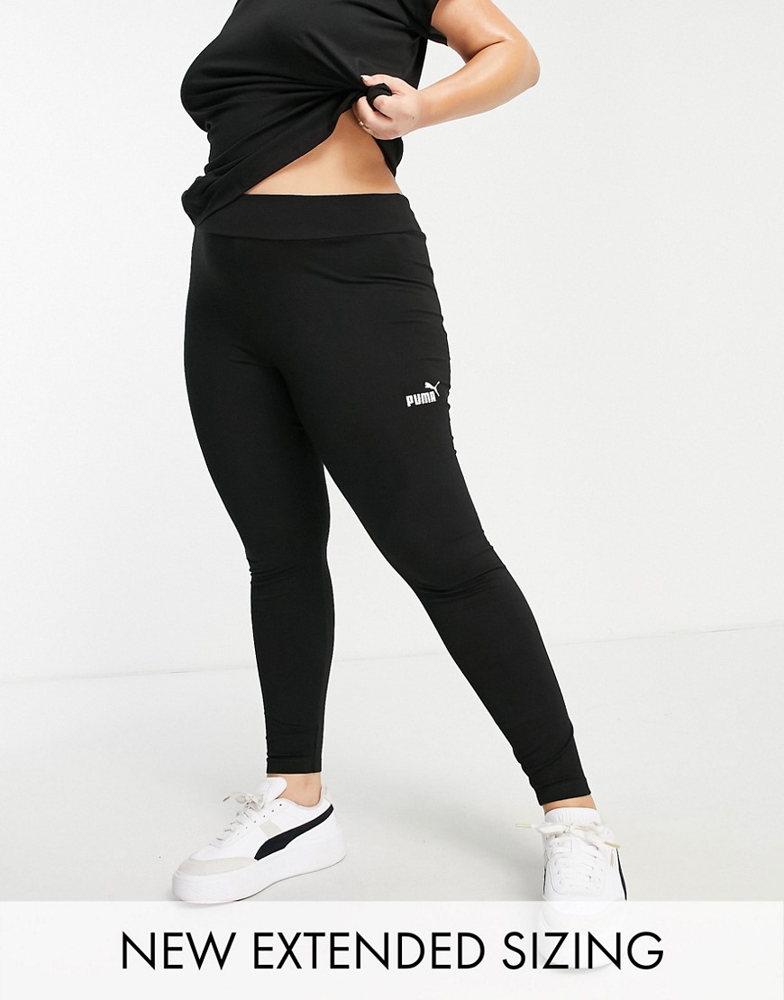 Plus-size leggings by PUMA Next stop: checkout High rise Elasticated waist PUMA logo print to thigh Bodycon fit