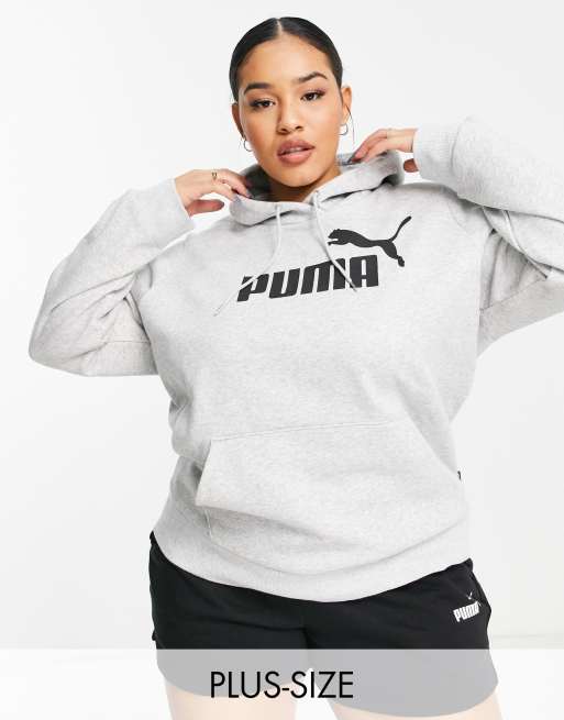 PUMA Plus – Essentials – Ljusgrå huvtröja med logga