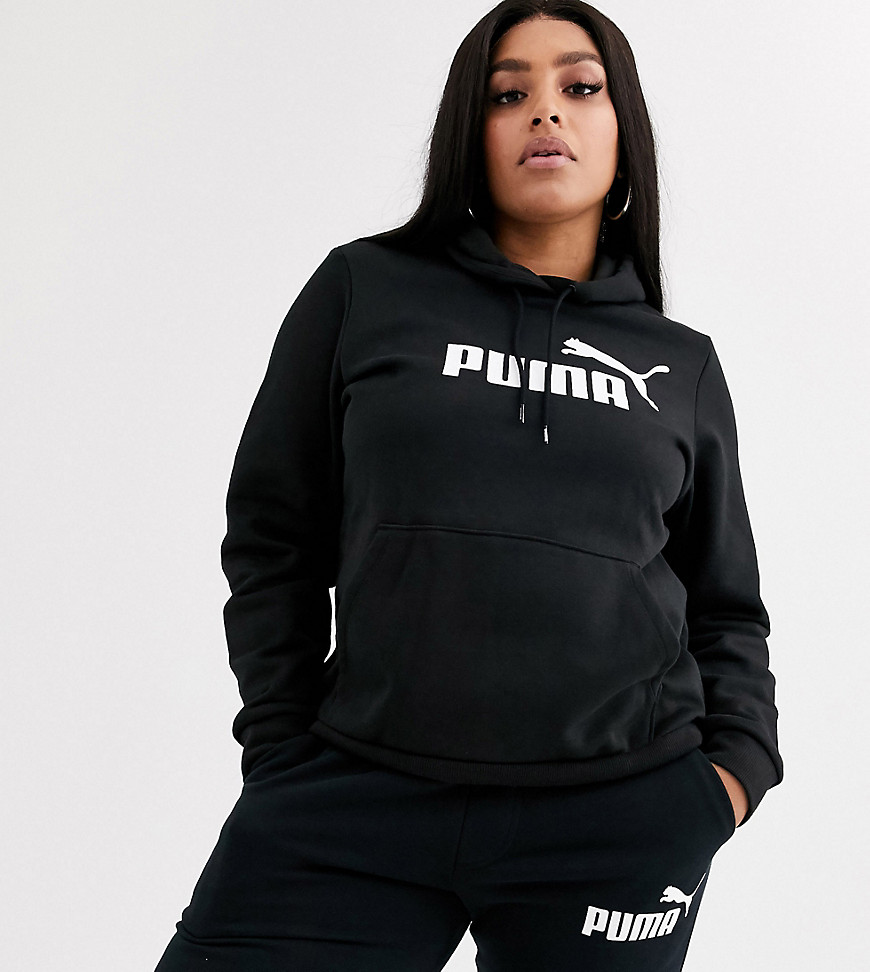 Puma Plus Essentials logo hoodie in black