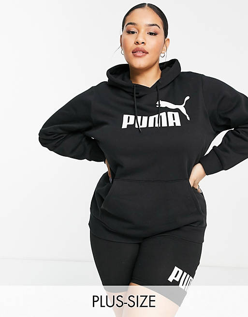  Puma plus essentials logo hoodie in black 