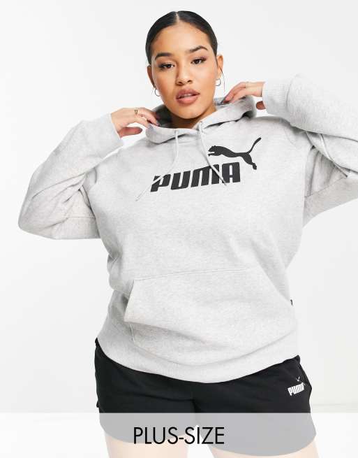 Puma plus essentials logo hoodie in light grey